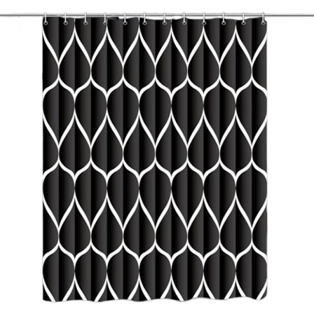 ING Duschdraperi - Anti-mögel duschdraperi - Geometrisk form - 180 x 200 cm - Svart