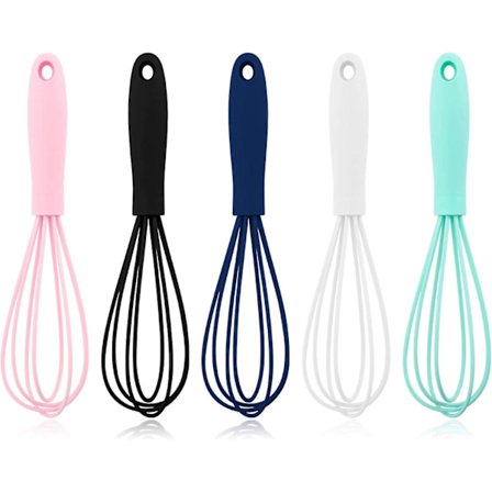5 stk. Farverige Mini Silicium Piskeris - Mini Piskeris i Rustfrit Stål Dejpiskeris, Non Stick Hånd Tiny Ballontråds Piskeris, Mælkeskummer Køkken Ute