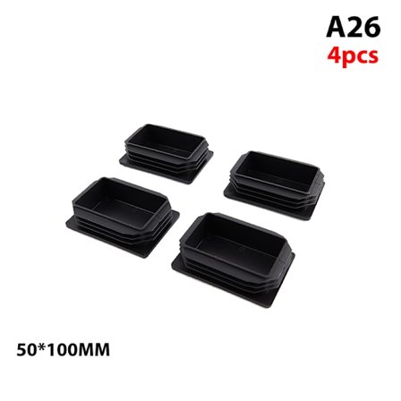 4 STK rektangel plast svart blankning cap Rör Insatser