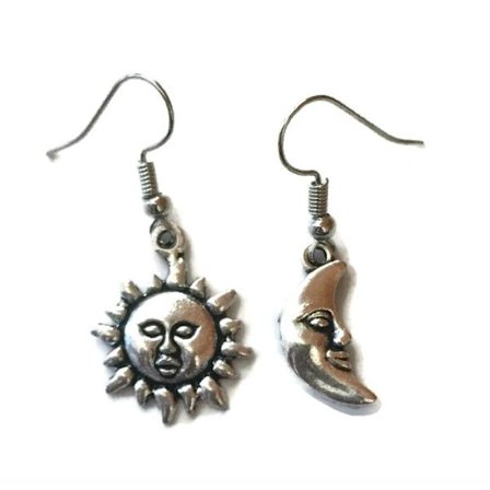 Örhängen - Sol Måne Assymetriska - Pagan Boho