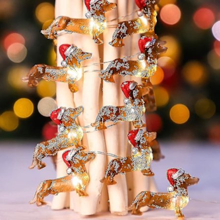 Alg Dachshund Hengelys, Led Batteridrevet, Dekorativ Innendørs Juletre - Farge: Med Fjernkontroll