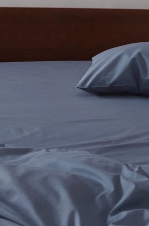 Jotex - Percale Dra-på-laken - Økologisk Tordenblå - ZACK - Kjøp Dra-på-laken hos Jotex