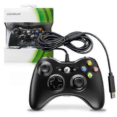 Xbox spillkontroller - kablet 360-kontroller med headset-kontakt (støtter xbox360-konsoll/PC-datamaskin - svart -AD6-