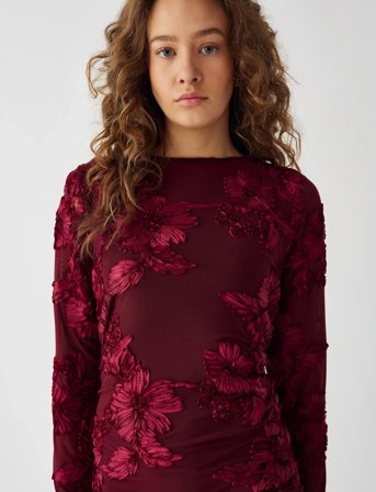 Noella Lavinia L/S Dress - Burgundy - S
