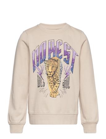 Kmglucinda Reg L/S Untamed Box Swt Sweat-shirt Genser Creme Kids Only*Betinget Tilbud