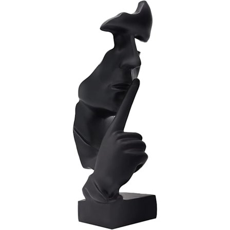 Stillhet er gull Tenker Statue Abstrakt Kunst Resin Figur Svart