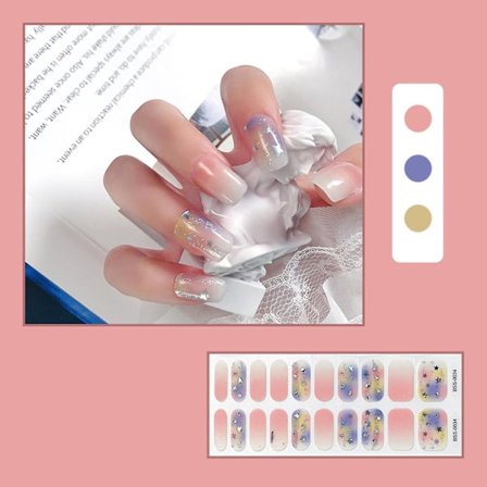 Puolikovitetut geelikynsitarrat UV/LED-lampun kanssa 20 kpl geelilakka-kääreitä (Koko: 34)