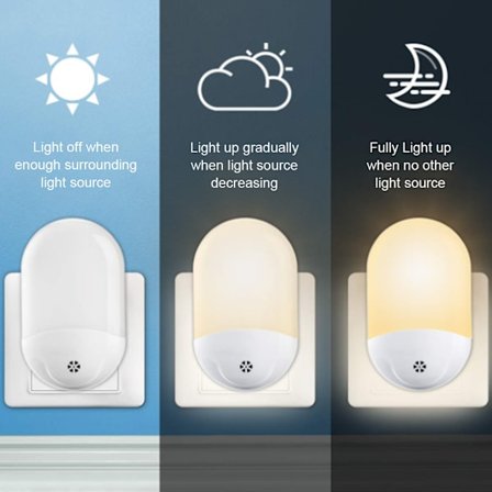 LED Sensor Natlampe EU Stik Automatisk Energibesparende 1 eller 2 Stk