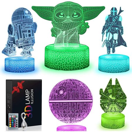 Star Wars Yoda 3D Illusion Lamp, 5 mönster och 16 färger C