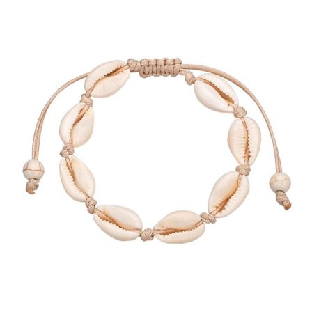 Justerbart armbånd med hvide muslingeskaller - Hvid
