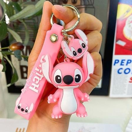 Anime Stitch Nøkkelring Søt Dukke Nøkkelring Mote Par Veske Ornament Pink