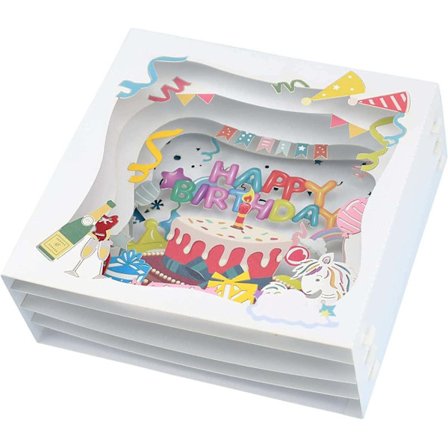 3D Pop-up Gratulationskort (Födelsedagslåda), Födelsedagspresentkort, Färgglatt Handgjort Gratulationskort med Kuvert