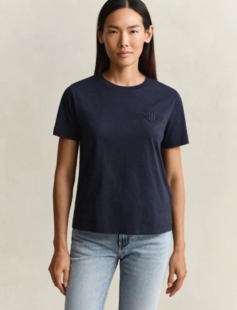 GANT Reg Tonal Shield Ss T-Shirt - Navy - XXXL