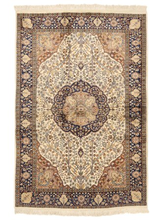 Kaschmir Art. Seide Teppich Orientalischer Braun/Orange ( Indien)