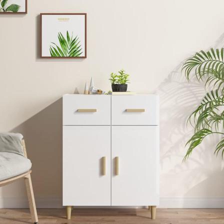 Vidaxl Skänkskåp Vit Högglans 69,5x34x89 Cm Konstruerat Trä Vit