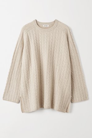 Soft Goat - Cable Knit Crewneck - Kashmirtröja dam - XS - Natural Sand