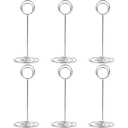 10-pak 22 cm høje bordnummerholdere, bordkortholdere, bordbilledholdere, trådfotoholdere, clips til billeder, memo-noter, fotostativer (sølv)
