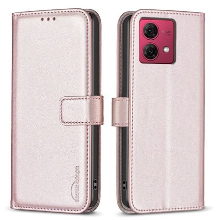 Motorola Moto G84 5G BINFEN COLOR Præget Flip Cover - Rosa guld