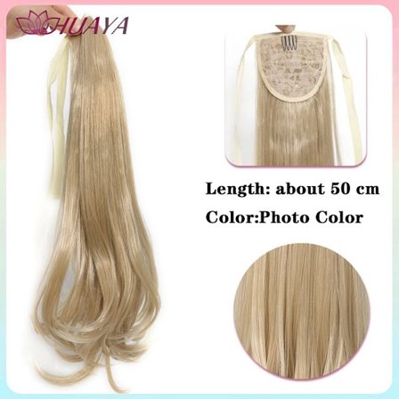 HUAYA Synteettinen naisten poninhäntähihna Mikrorulla Iso aaltoileva pitkät hiukset poninhäntäpidennykset Luonnollinen kiristysnyöri Fake poninhäntä