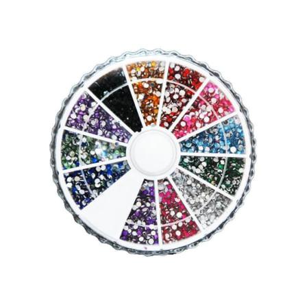 Naglar Rhinestone Hjul 2mm Glittrande Sten 12 Färger Multifärg