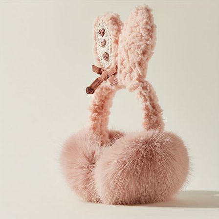 Dame Kaninører - Myke, plysj ørevarmere for vinteren med fluffy kaninører, vindtett beskyttelse mot kulde