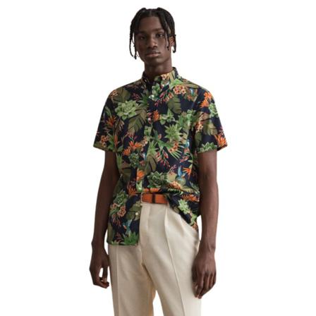 Gant Short and printed sleeve sports shirt Grøn, Herre Skjorter