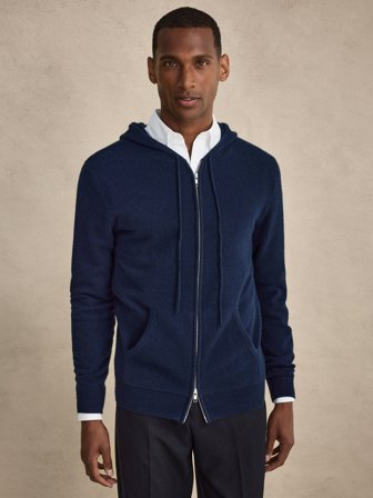John Henric Men's Blauer Kaschmir-Hoodie Size S