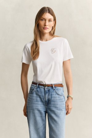 GANT Damen Script T-Shirt (XXL) Weiß