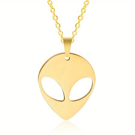 Dame Halskjede med Anheng av Rustfritt Stål - Minimalistisk Ekstraterrestrisk Smykke med Kjeder, Hverdags- og Formell Halskjede for Sci-Fi Fans