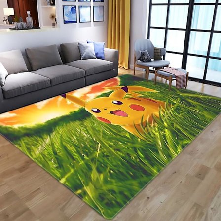 Pikachu 3D-tryckt matta för barnrum, golvmatta, hem, halkfri dörrmatta, julklapp A02