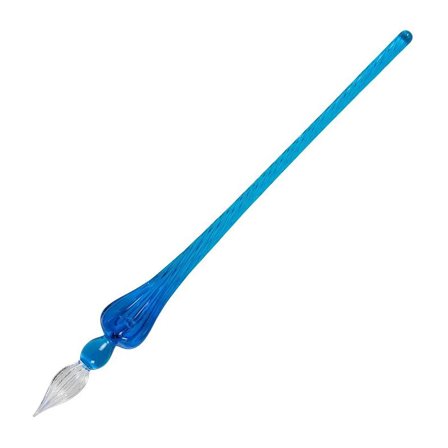 Glass Pen Round 18cm Blue