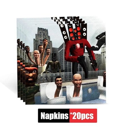 20 stk. Skibidi Toilet Servietter Festartikler Fødselsdagsdekorationer