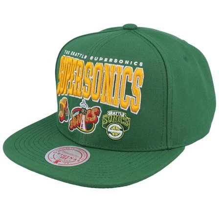Mitchell & Ness - NBA Grün Snapback Cap - Seattle Supersonics Champ Stack Green Snapback @ Hatstore