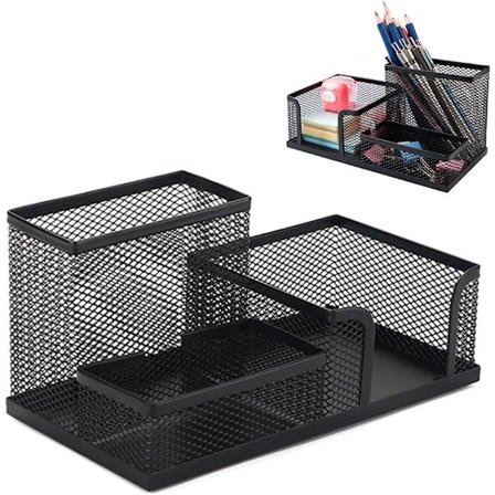 Metallnettarrangør med pennholder, pennestativ, skrivebord