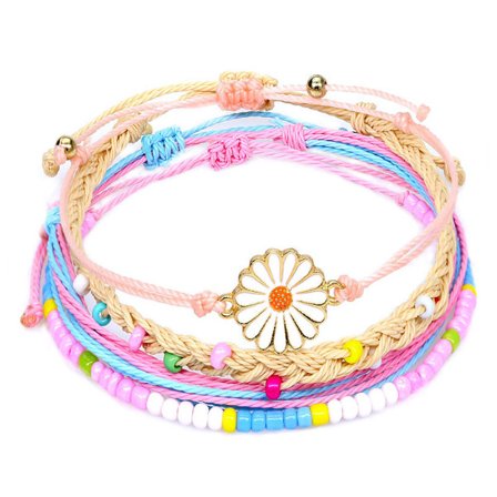 Mordely Vävd blomma Armband Wrap Rope Berlock Flätad