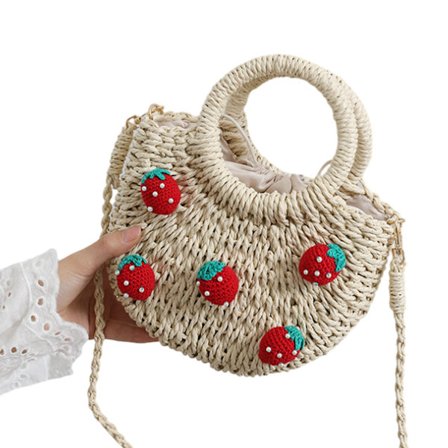 Vävd Vicker Clutch Väska Straw Handväska För Flickor Sommar Strand Axelremsväska