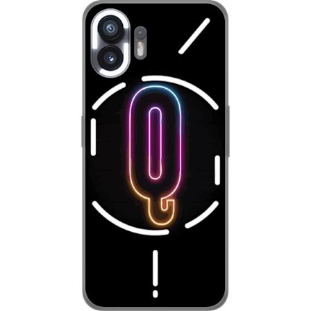 Kompatibel Mobilcover til Nothing Nothing Phone (2) Minimalistisk neonbogstav Q i lyse farver mod mørk baggrund