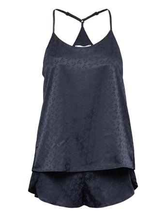 Giftbox Pj Ss Cami & Slippers Pyjamas Svart Tommy Hilfiger
