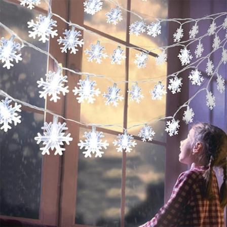 Lumihiutale LED-valot Joulukoriste Kotiripustukseen Girland Joulukoristeet Joulukuusen Koristeet Noel Navidad Whit 2M 10Led White