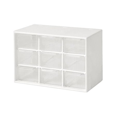 Gjennomsiktige oppbevaringsskuffer i plast, 9 mini stablebare brett for kontor, soverom, kjøkken, sminke, smykker