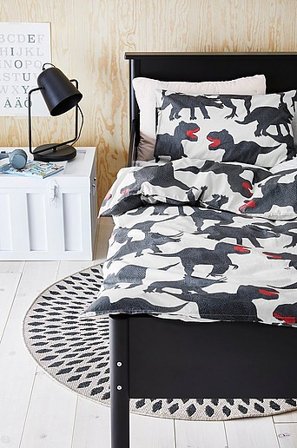 Jotex - Baby Komplet Pościeli Ekologicznej Do Wózka/kołyski Bialy/czarny - DINO - Kup Pościel i poszewki na poduszki dla dzieci firmy Jotex