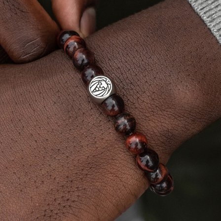Pulsera de ojo de tigre rojo para hombres - Pulseras de perlas