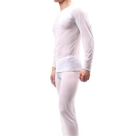 Herre Mesh Gjennomsiktig Pyjamas Sett Sexy Topp + Bukser Undertøy Erotisk Nattøy