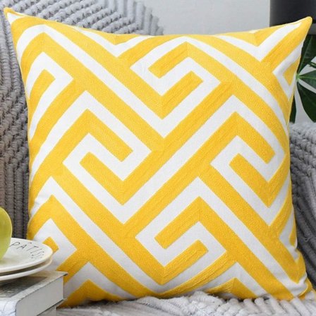 Boho Broderi Putetrekk Bomull Firkantet Geometrisk Mønster Dekorativt Putetrekk for Sovesofa Bil 45x45 cm Gul A