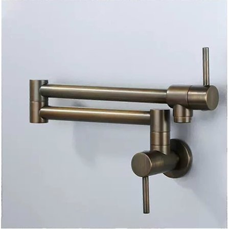 Vægmonteret foldbart armatur i antik messing til køkkenbrug