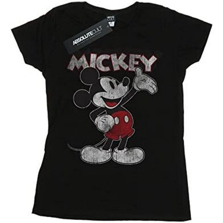 Disney Dam/Kvinnor Presenterar Mickey Mouse Bomull T-shirt XL Svart
