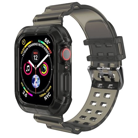 Grå Apple Watch-armband 38mm 40mm 41mm, Kristalltransparent mjukt silikon iWatch Sport-armband för Apple Watch 8/7/SE/6/5/4/3