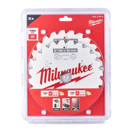 Milwaukee 4932479804 Sahanterä 190x30 mm, 24T, 2 kpl, Koneiden tarvikkeet & käyttöosat