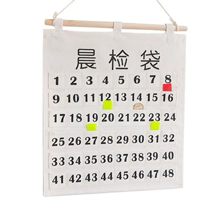 Nummereret kalender lommediagram bomuld og lærred morgen check klasseværelse lommediagram kalender væg hængende arrangør lille 48 lommer