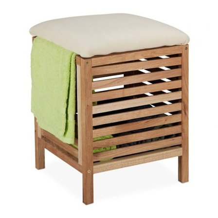 Tvättkorg med sits Valnötsträ